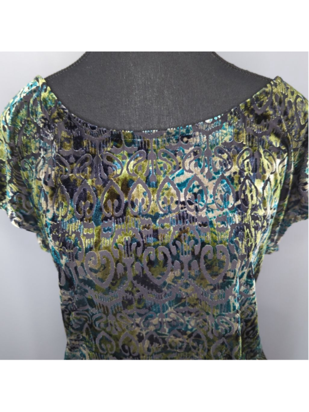 Reitmans Vintage 90s/Y2K Velvet Burnout Paisley Top Sz L Whimsigoth Romantic - Picture 3 of 12